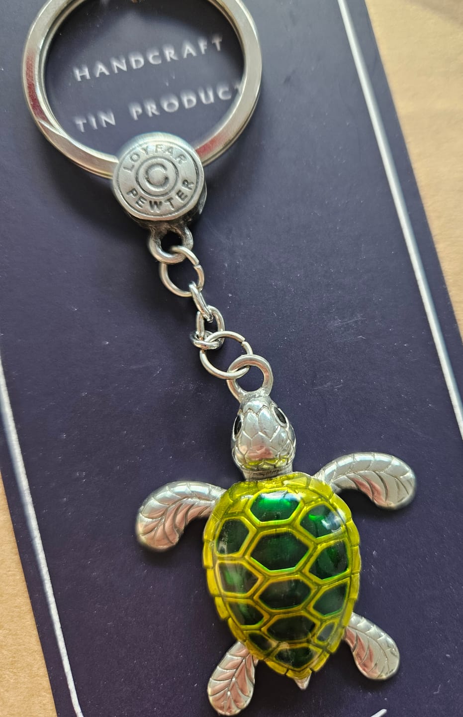 Customer photo review of Real Silver 925 key chain: Green Turtle