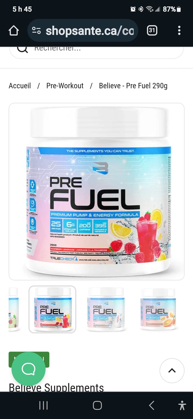 Customer photo review of Believe - Pre Fuel 290g
