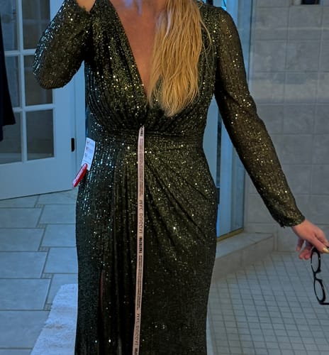 Customer photo review of Sequined Long Sleeve Gown