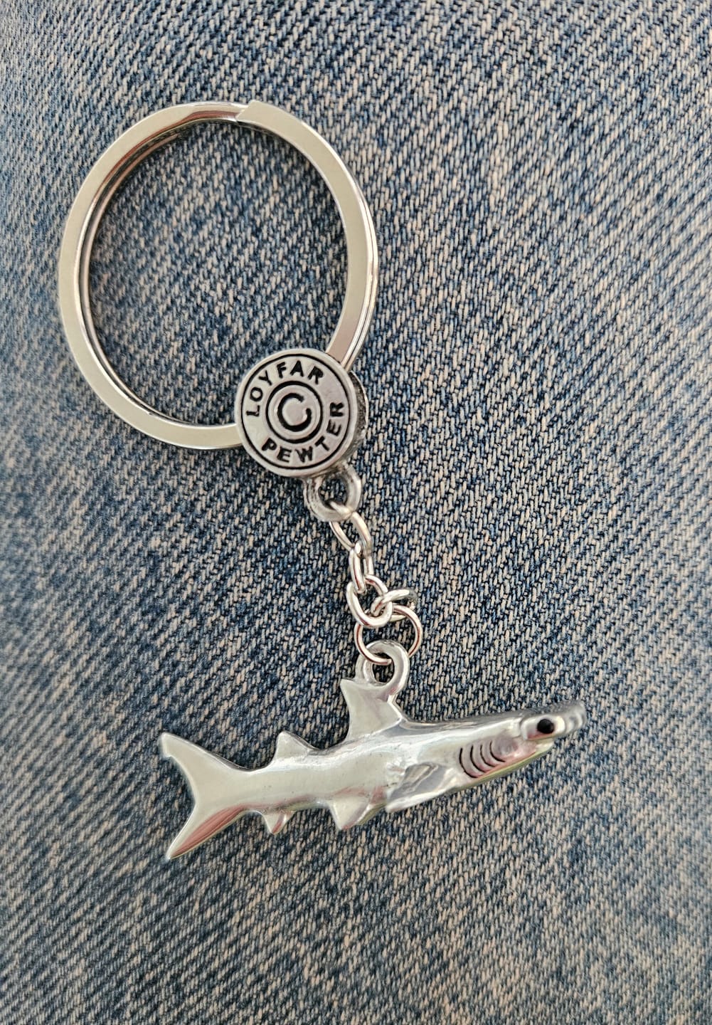 Customer photo review of Real Silver 925 key chain: Hammerhead Shark