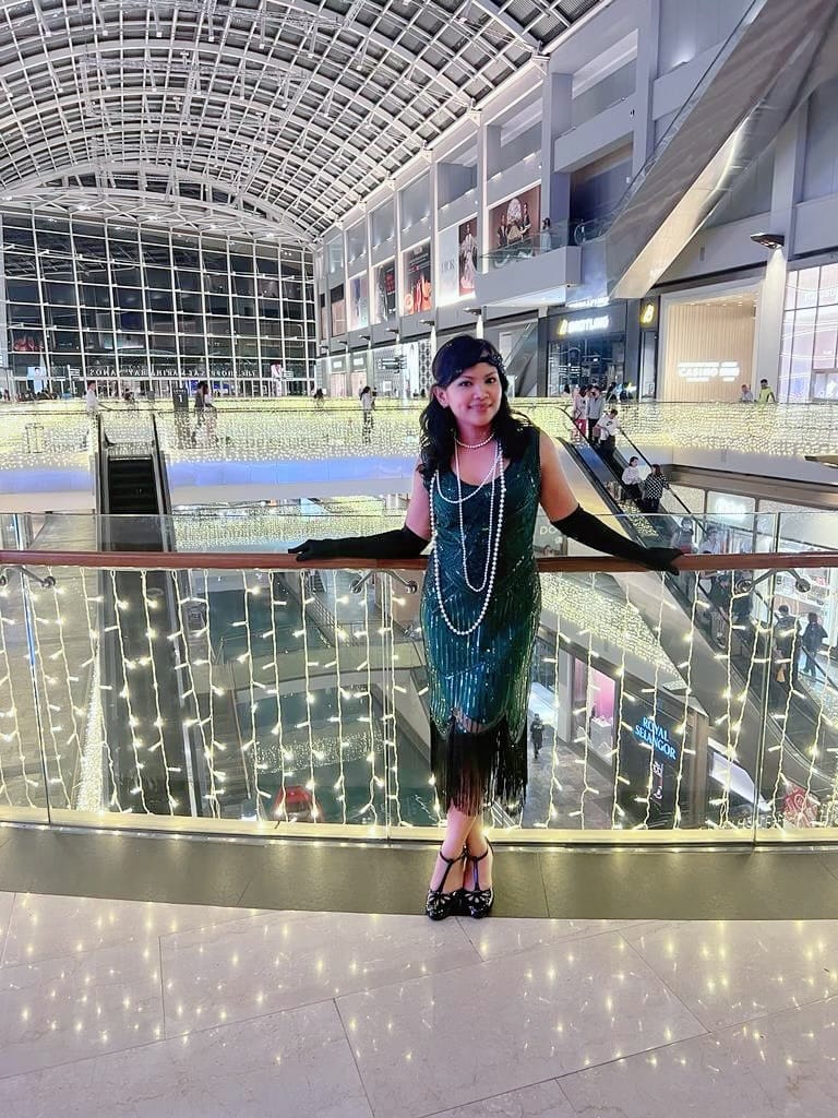 Customer photo review of 1920s Green Beaded Stella Flapper Dress