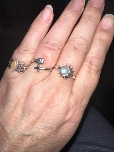 Customer photo review of Sun and Moon Moonstone Ring Sterling Silver
