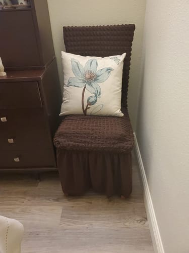 Customer photo review of 2023 Turkish Bubble Frill Chair Covers : Beige