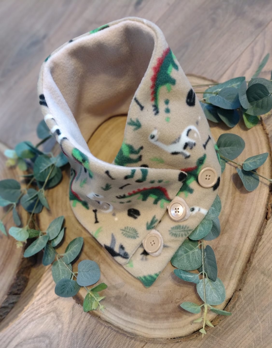Customer photo review of Dino Skeletons on Green Anti Pill Polar Fleece Fabric