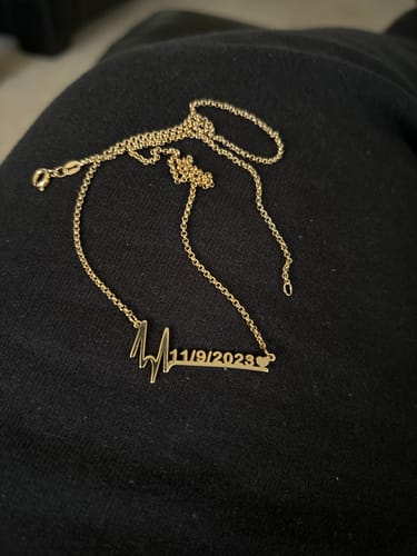Customer photo review of Special Date Heart Beat Necklace