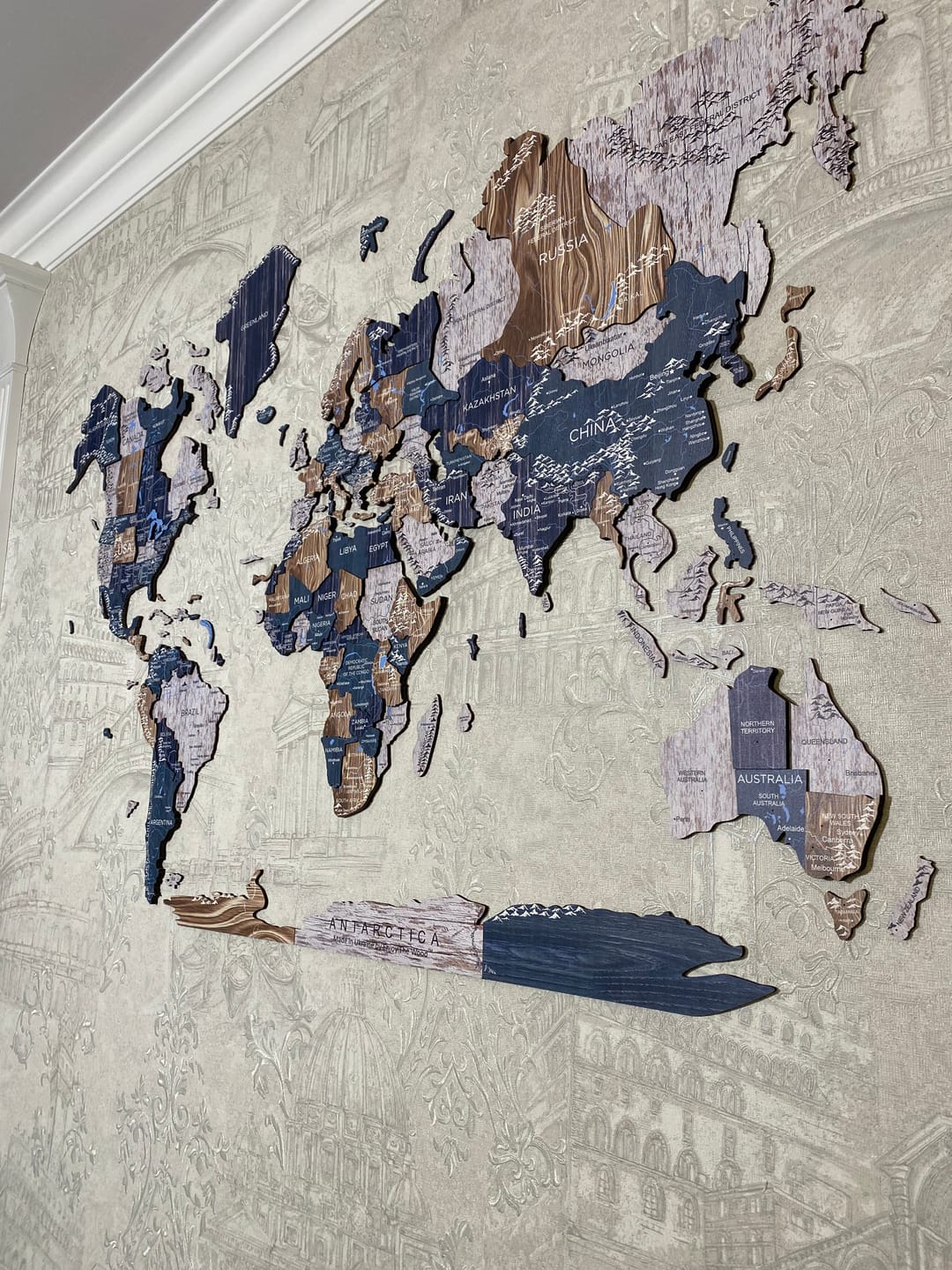 Customer photo review of 3D Wooden World Map Mystery