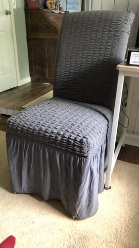 Customer photo review of 2023 Turkish Bubble Frill Chair Covers : Beige