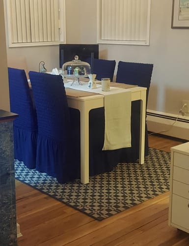 Customer photo review of 2023 Turkish Bubble Frill Chair Covers : Beige