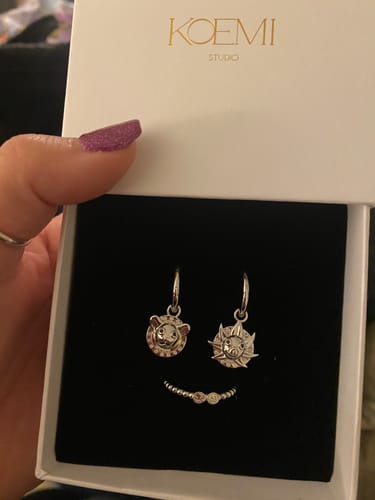 Customer photo review of Pirate Ship Earrings