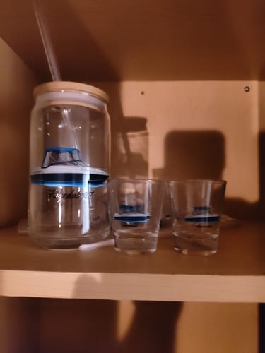 Customer photo review of Custom Can Glass With Bamboo Lid and Reusable Straw