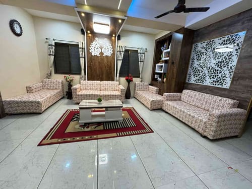 Customer photo review of Cream Ribbons Elastic Sofa Slipcovers
