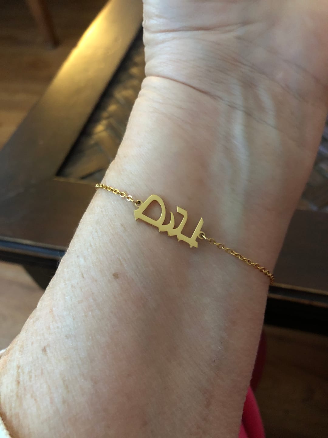 Customer photo review of Hebrew Name Bracelet