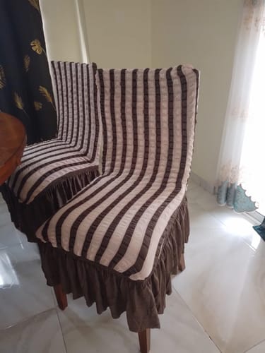 Customer photo review of 2023 Turkish Bubble Frill Chair Covers : Beige