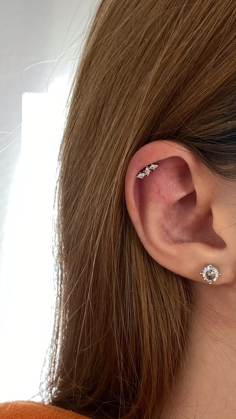 Customer photo review of Diamond Leaves Piercing | Titan