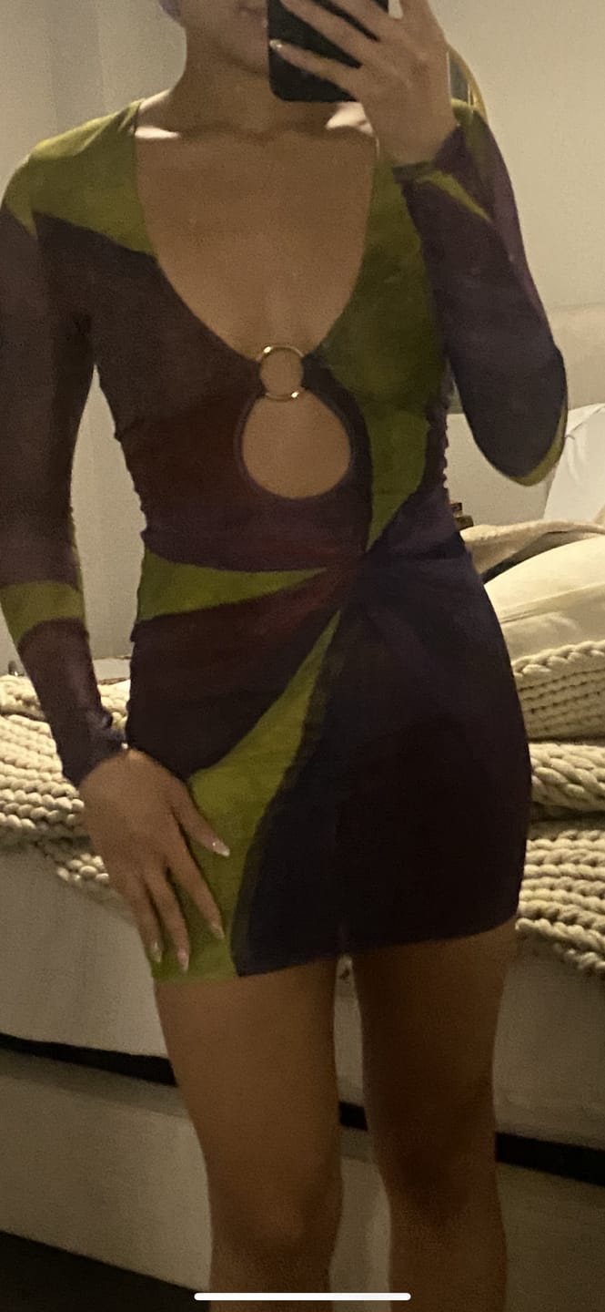 Customer photo review of Eos Cut Out Front Mini Dress