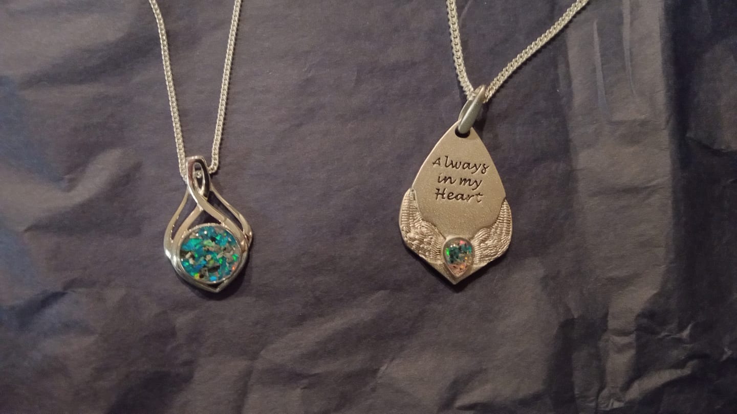 Customer photo review of Celtic Drop Cremation Pendant
