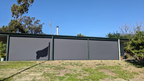 Customer photo review of Caribbean Freestanding Pergola Retractable Shade Blind