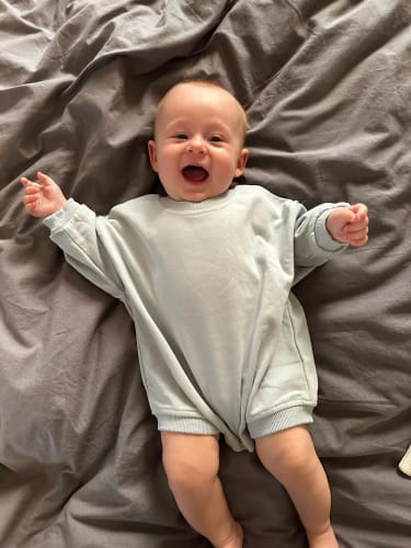 Customer photo review of Kids Solid Sweatshirt Romper