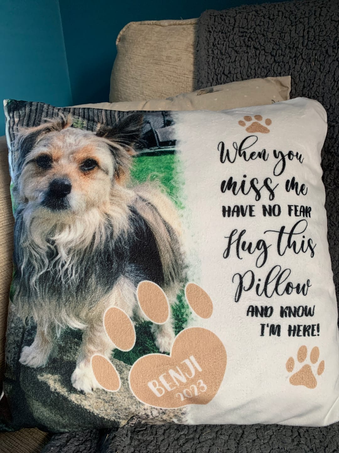 Customer photo review of When you miss me - Personalised pillow