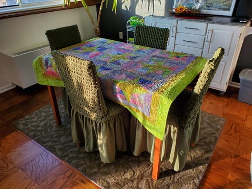 Customer photo review of 2023 Turkish Bubble Frill Chair Covers : Beige