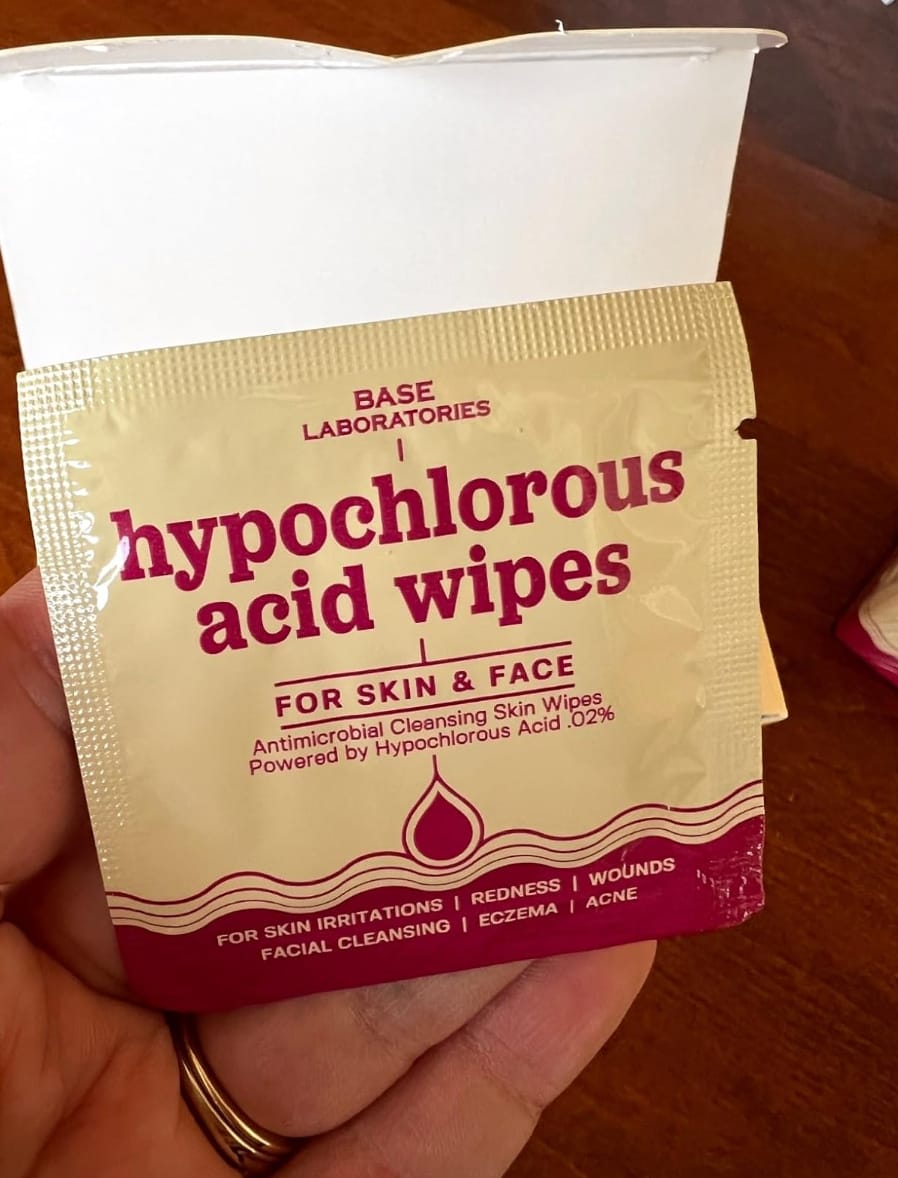 Customer photo review of Hypochlorous Acid Wipes for Skin & Face - 75 Ct