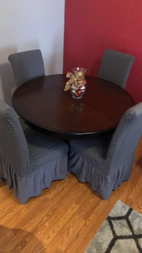Customer photo review of 2023 Turkish Bubble Frill Chair Covers : Beige