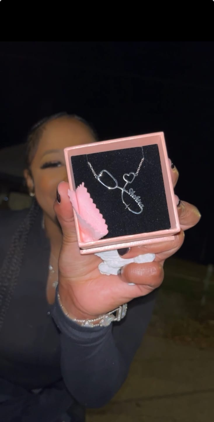 Customer photo review of Stethoscope Name Necklace EKG