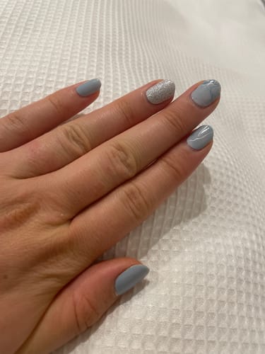 Customer photo review of Erin | Blue Silver Nail Polish Wrap