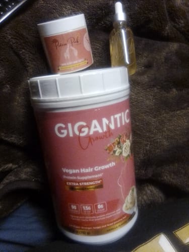 Customer photo review of Gigantic Hair Growth Vegan Shake