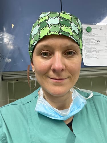 Customer photo review of Komfort OP Haube Frösche