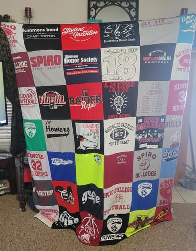T-shirt quilt featuring spiro bulldogs, northside grizzlies by Lena from OK