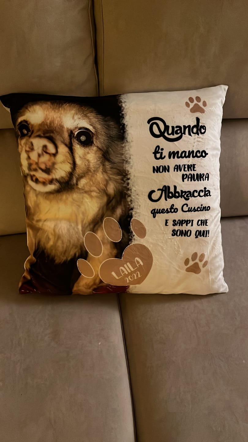 Customer photo review of Quando ti manco - Cuscino personalizzato