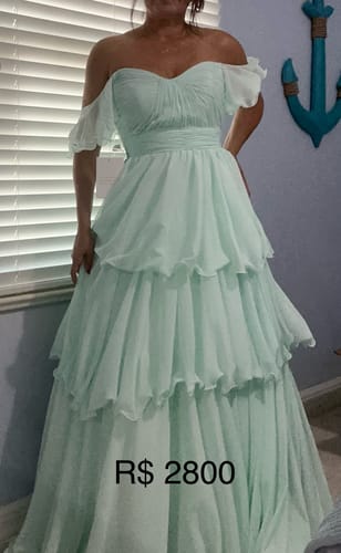 Customer photo review of Tiered Chiffon Ball Gown