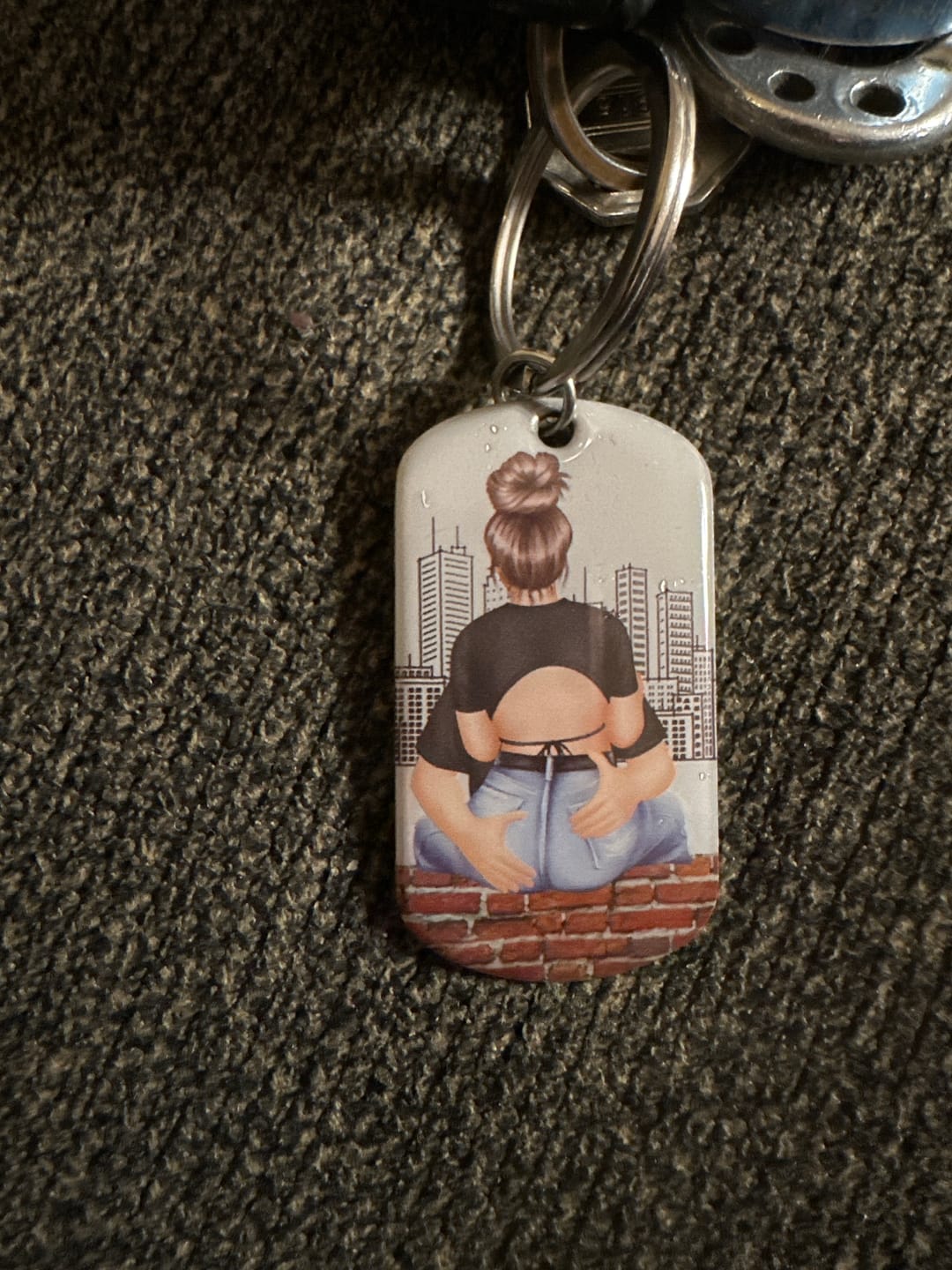 Customer photo review of Drive Safe - Personalized Engraved Stainless Steel Keychain