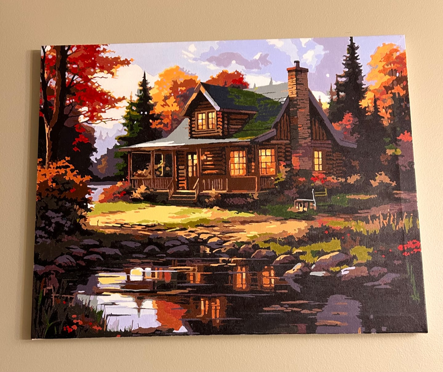 Customer photo review of Lakeside Retreat - Paint by Numbers