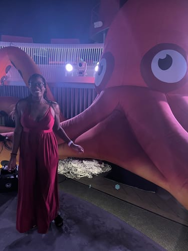 Customer photo review of Lux Deep V Brami Jumpsuit