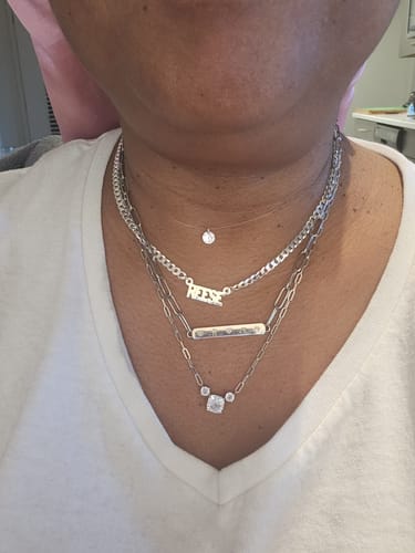 Customer photo review of Kids Block Mini Name Necklace with Cuban Chain