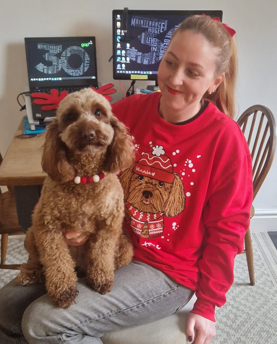 Customer photo review of Personalised Merry Woofmas Christmas Jumper
