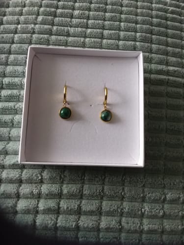 Customer photo review of Calm Way - Hoop Earrings with Green African Jasper Drop