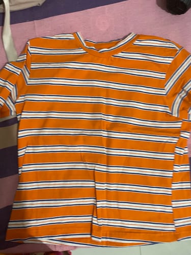 Customer photo review of Summer Striped Crop T Shirt
