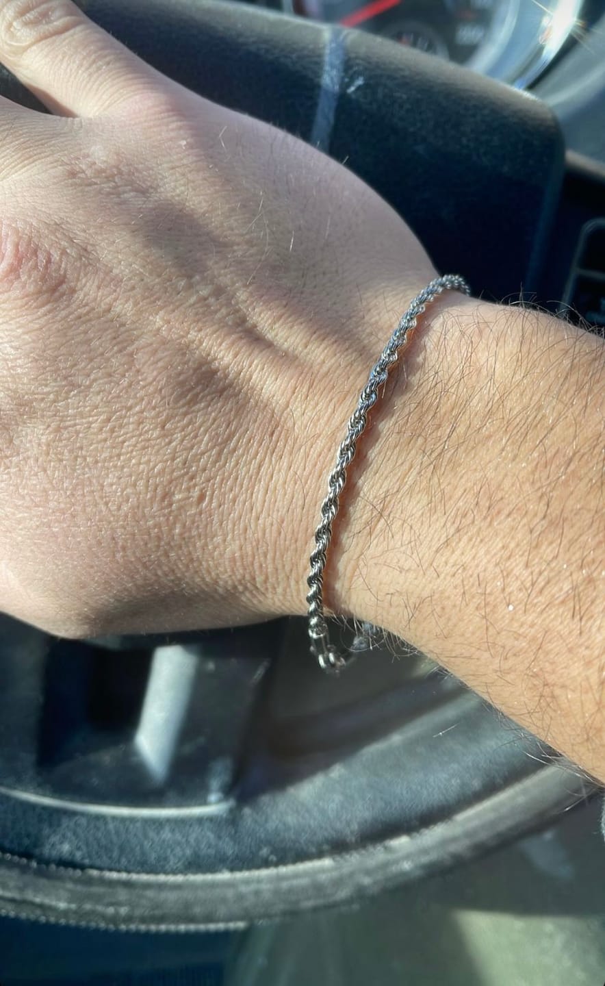 Customer photo review of CLEAN ROPE BRACELET. - 3MM WHITE GOLD