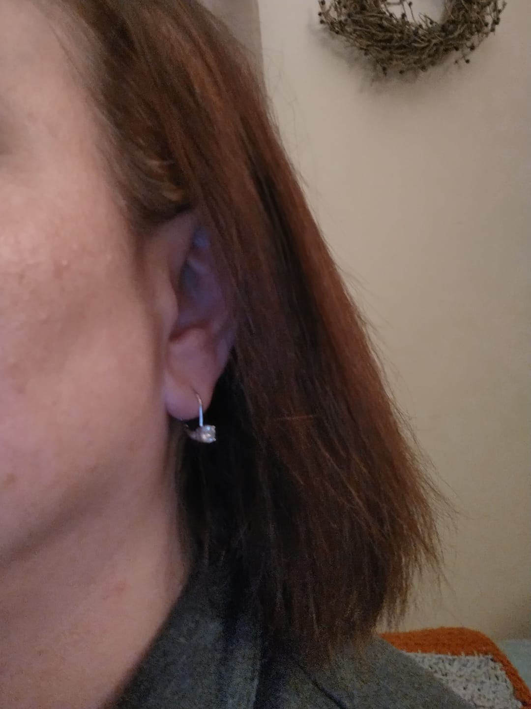 Customer photo review of Hoop Moissanite Leverback Earrings In Sterling Silver