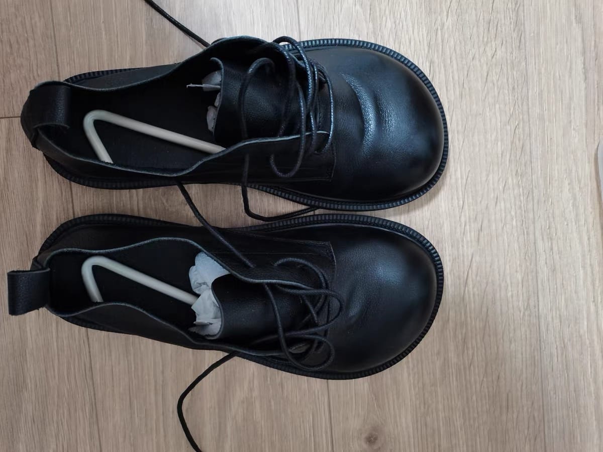 Customer photo review of Soft Leather Lace-up Comfortable Wide Toe Box Shoes