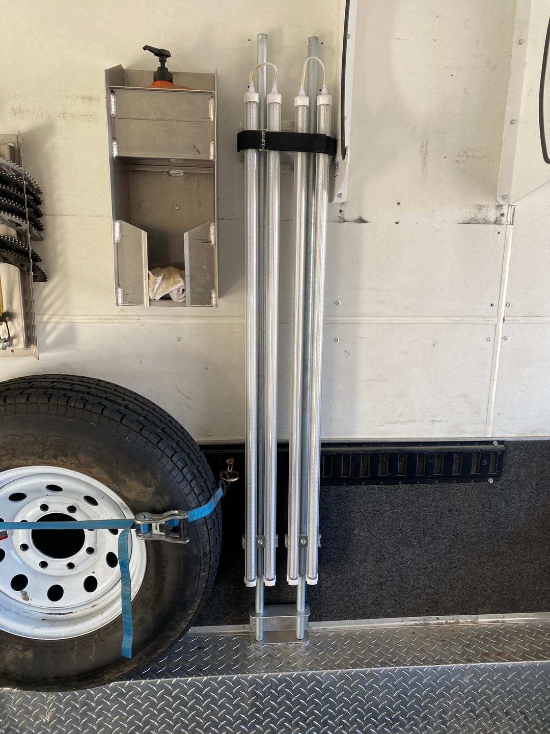 Customer photo review of Pit Light Storage Rack - 5 Foot Models