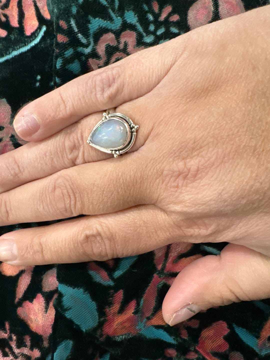Customer photo review of Opal Teardrop Ring Sterling Silver