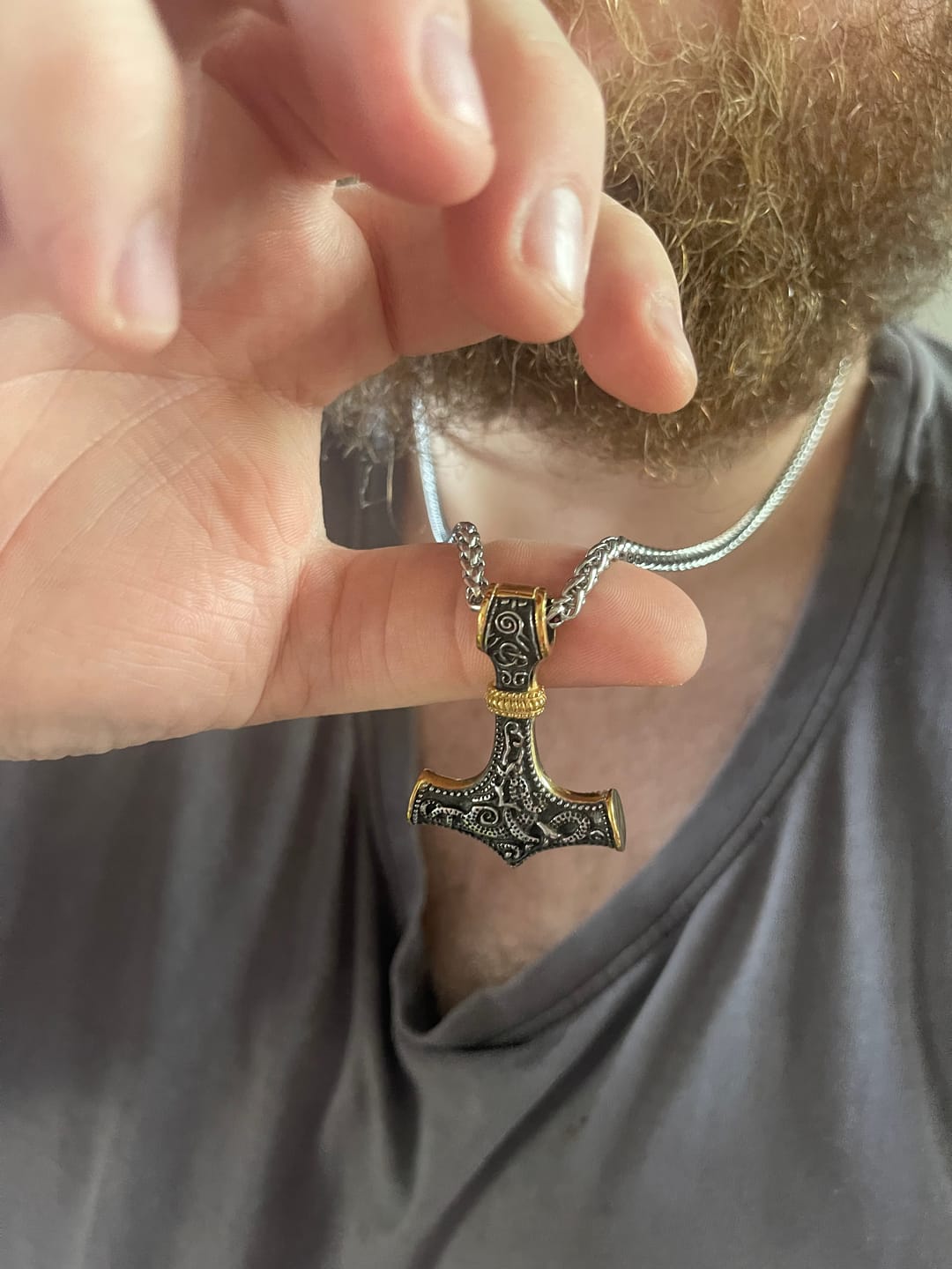 Customer photo review of Mjölnir - Thor's Hammer Stainless Steel Necklace