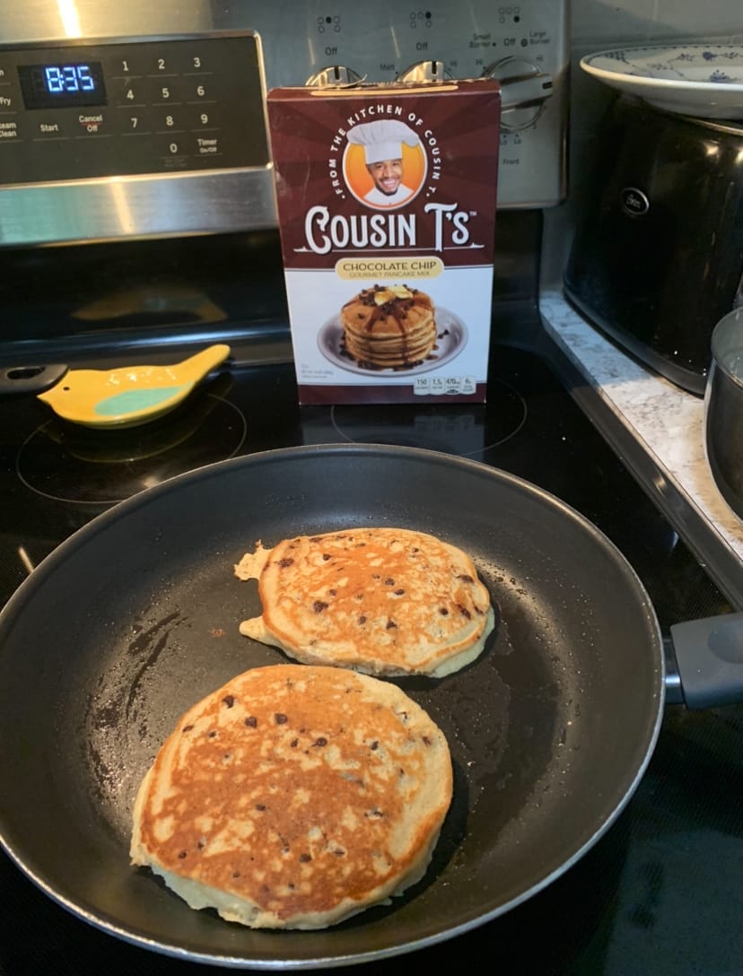 Customer photo review of Cousin T's Gourmet Chocolate Chip Gourmet Pancake Mix
