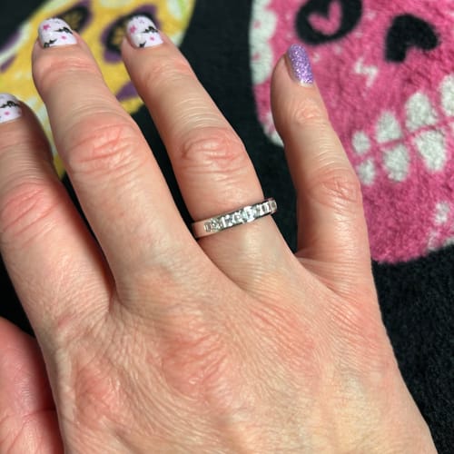 Customer photo review of Channel Princess CZ Eternity Ring in Sterling Silver