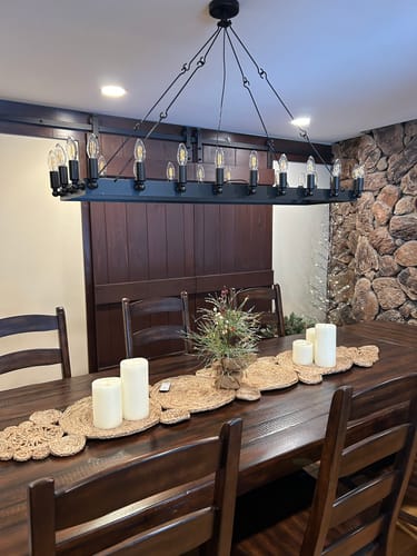 Customer photo review of JC Brillia Vintage Candelabra Rectangular Chandelier 41“，52”