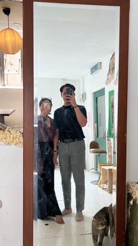 Customer photo review of Trousers With Belt Loop - Light Grey (Stretchable)